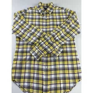Polo Ralph Lauren Classic Fit Oxford Shirt Small Green Yellow Blue Plaid Cotton